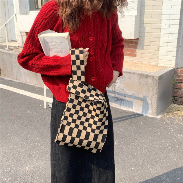 Checkered Handbag - DARK MOON