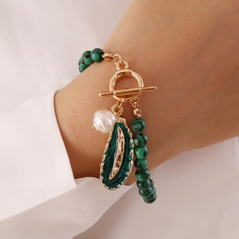 Malachite Pearl Necklace and Bracelet - DARK MOON