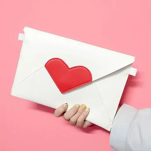 Heart Envelope Clutch Bag