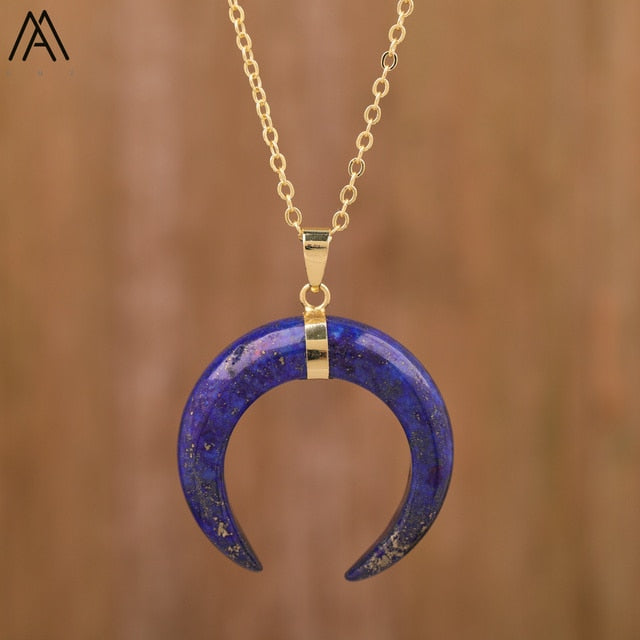 Crescent Moon Stone Necklace - DARK MOON