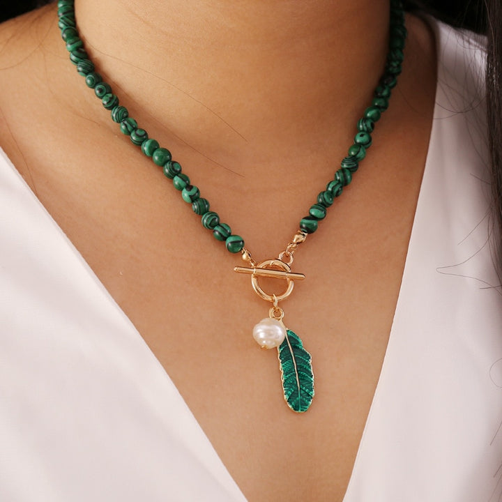 Malachite Pearl Necklace and Bracelet - DARK MOON