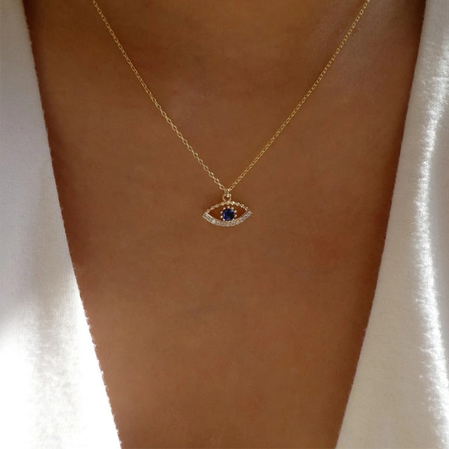 Dainty Evil Eye Necklace - DARK MOON