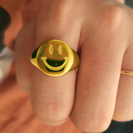 Gold Smiley Face Ring