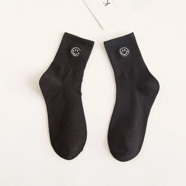 Embroidered Smiley Face Socks