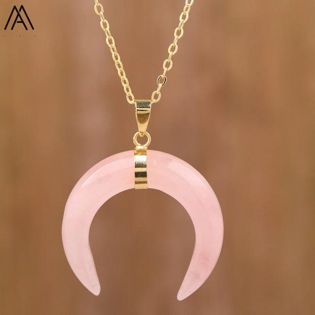 Crescent Moon Stone Necklace - DARK MOON