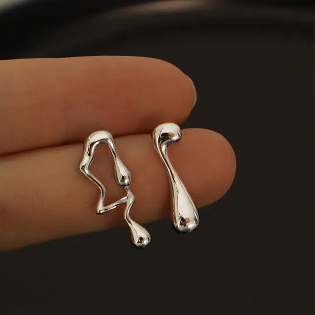 Liquid Metal Drop Earrings