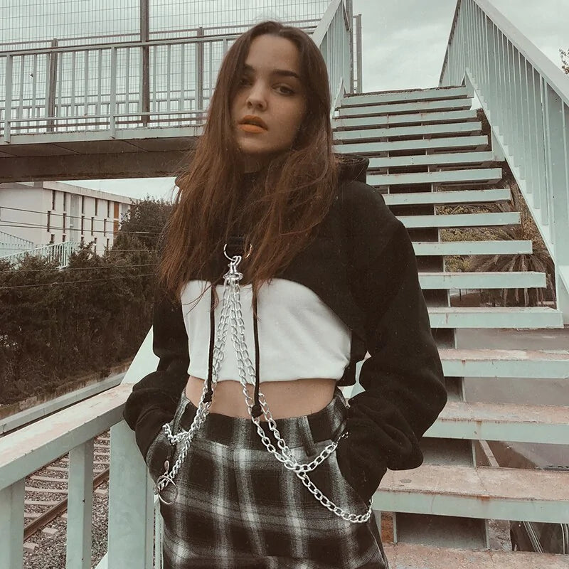 Chained Crop Top Hoodie