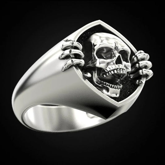 Peeking Skull Ring