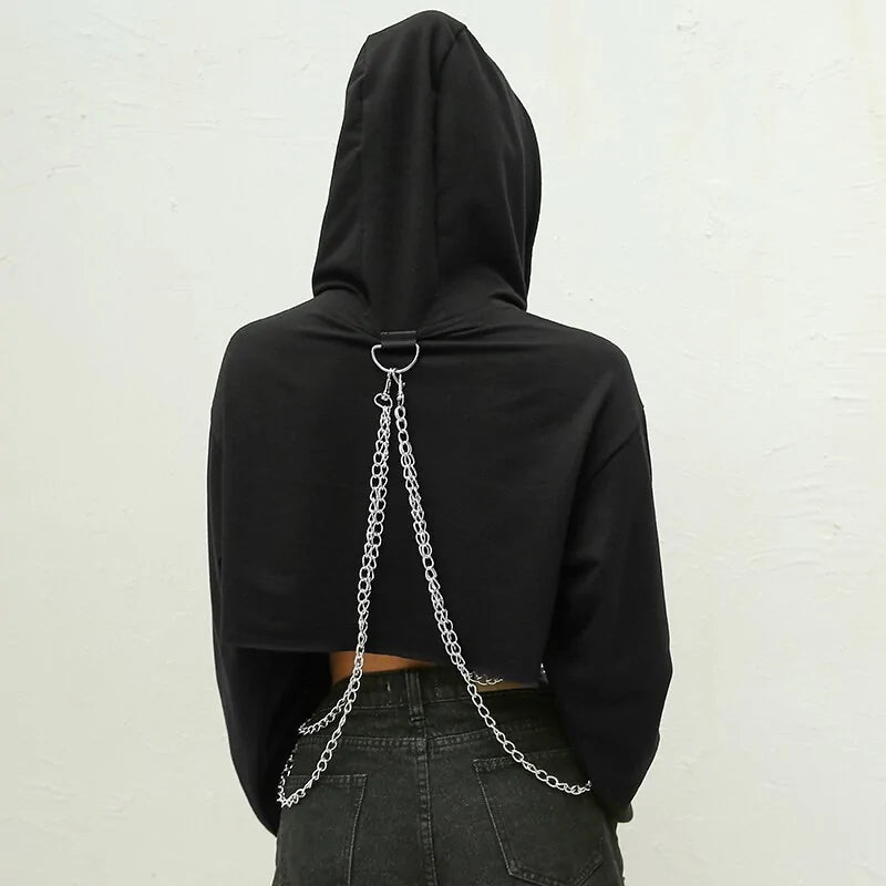 Chained Crop Top Hoodie