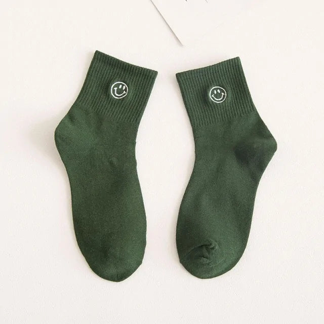 Embroidered Smiley Face Socks