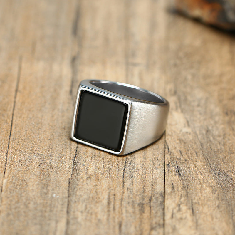 Black & Silver Signet Ring - DARK MOON