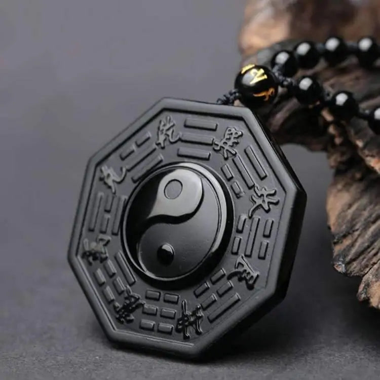 Obsidian Yin Yang Necklace