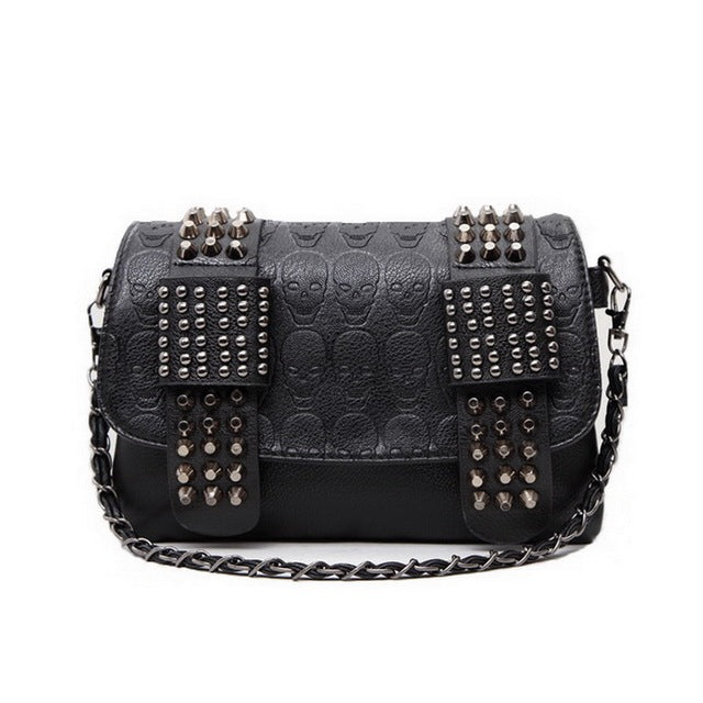 Skull & Stud Shoulder Bag - DARK MOON