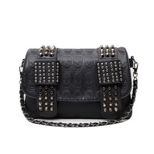 Skull & Stud Shoulder Bag - DARK MOON