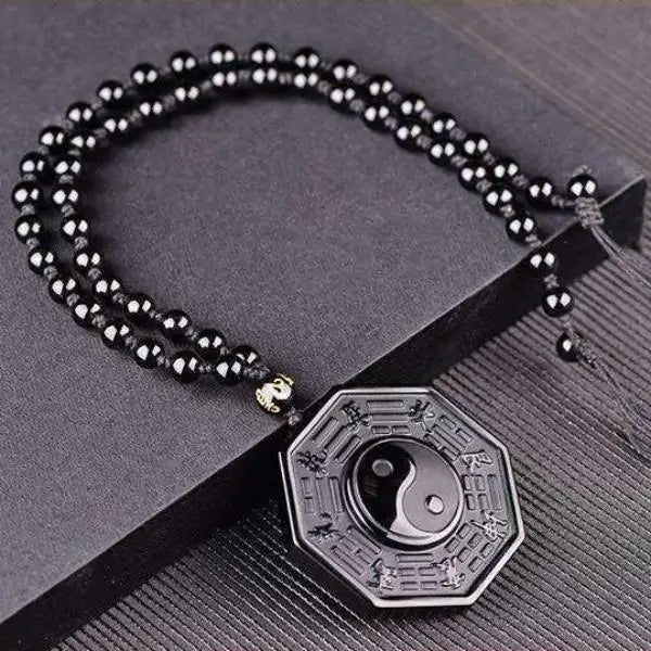 Obsidian Yin Yang Necklace