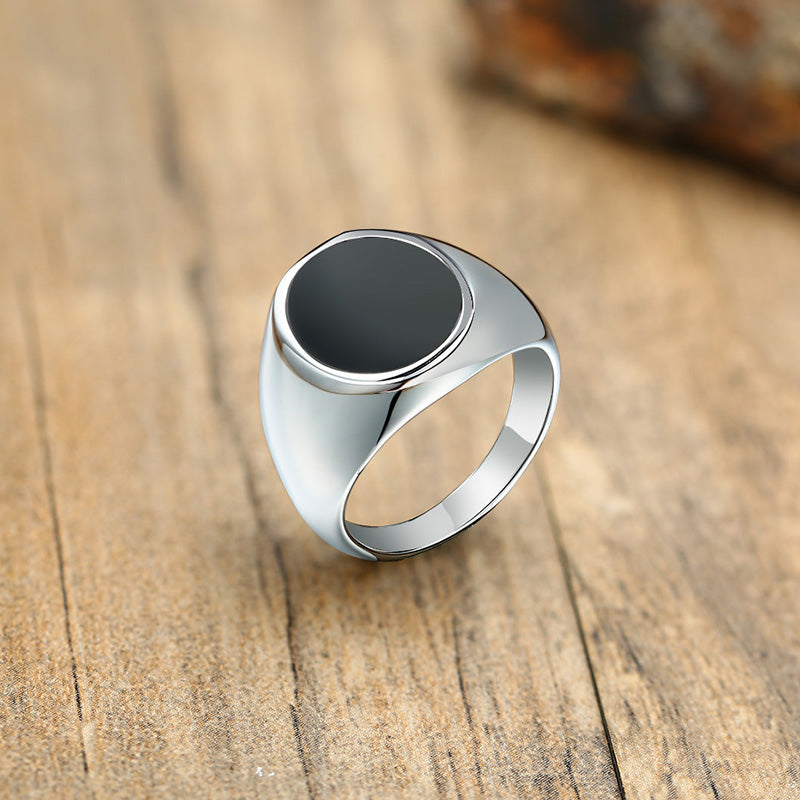 Black & Silver Signet Ring - DARK MOON