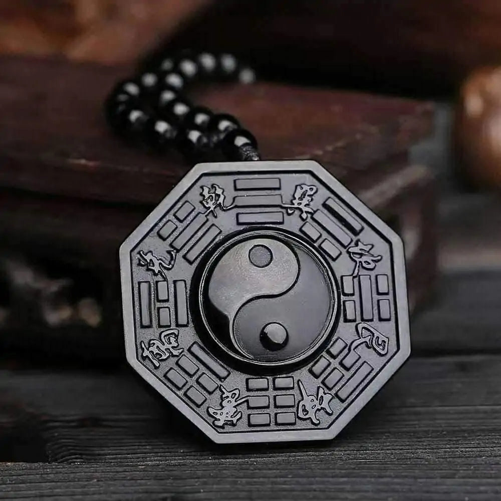 Obsidian Yin Yang Necklace