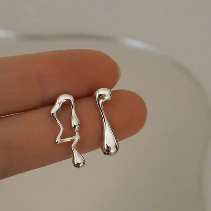 Liquid Metal Drop Earrings