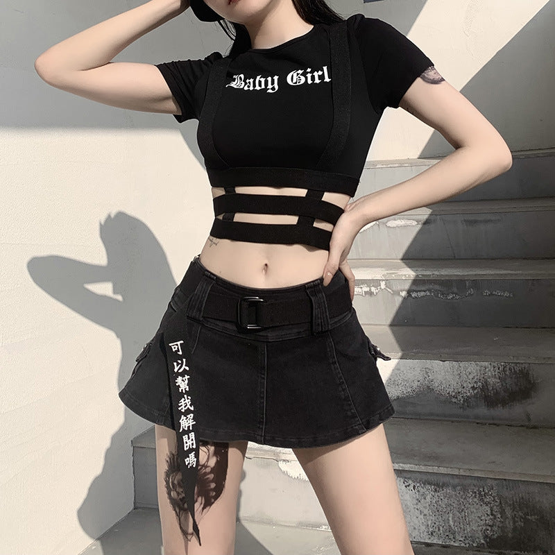 Baby Girl Harness Crop Top - DARK MOON