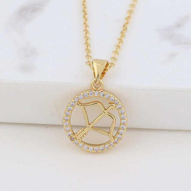 Round Zodiac Sign Necklace - DARK MOON