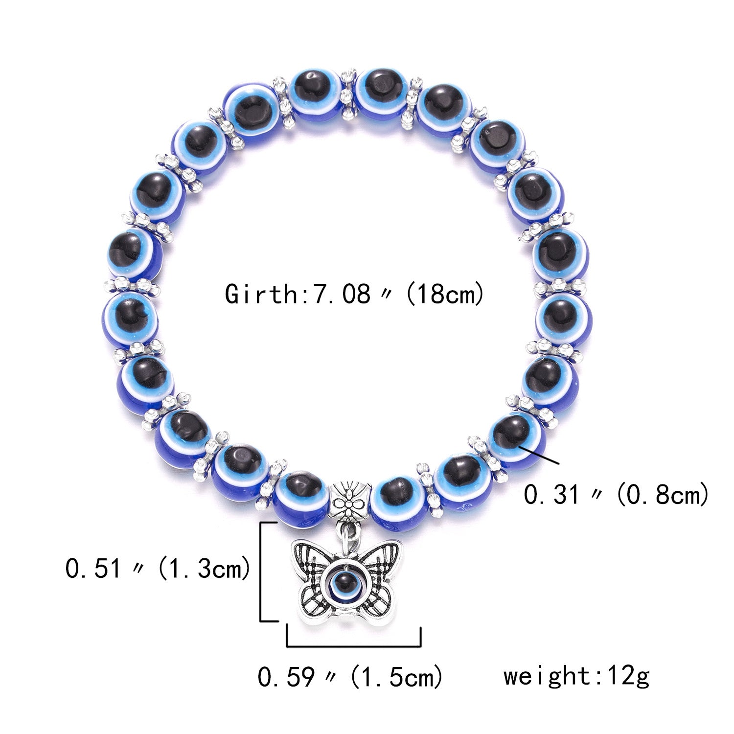 Evil Eye Beaded Bracelet with Charm - DARK MOON