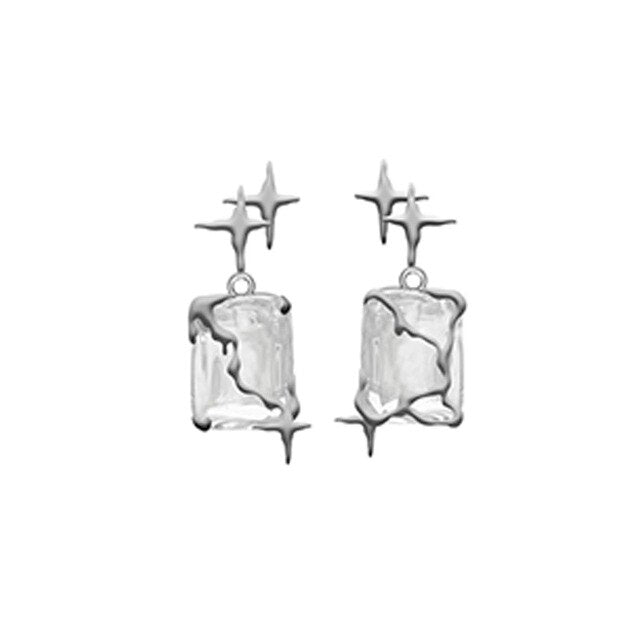 Sterling Silver Crystal and Thorns Earrings - DARK MOON