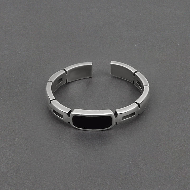 Modern Black Stone Ring - DARK MOON