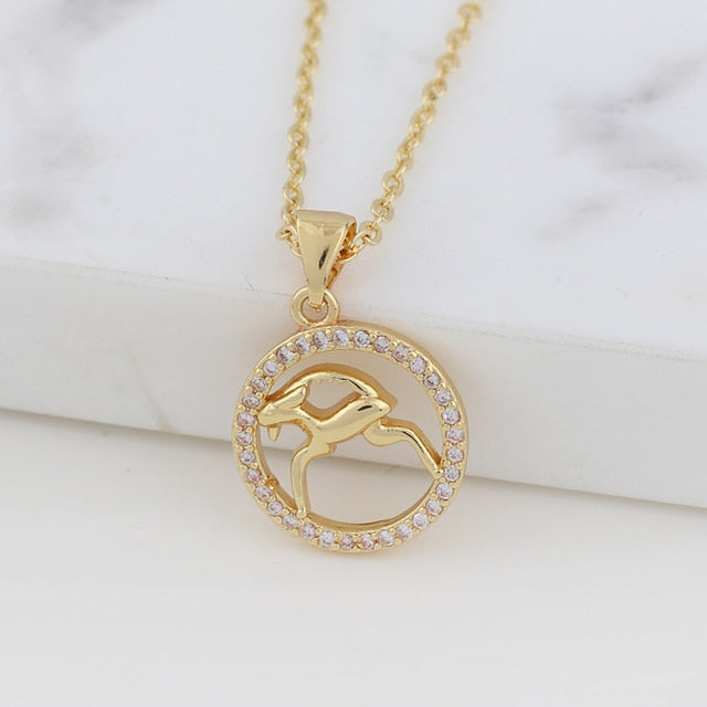 Round Zodiac Sign Necklace - DARK MOON