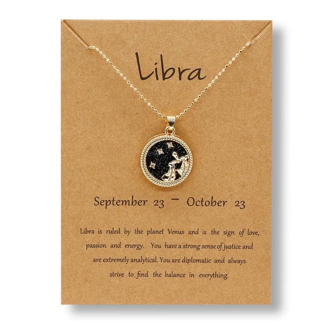 Zodiac Round Pendant Necklace - DARK MOON