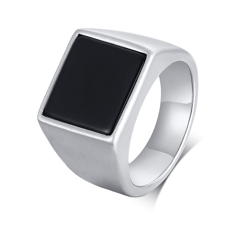 Black & Silver Signet Ring - DARK MOON