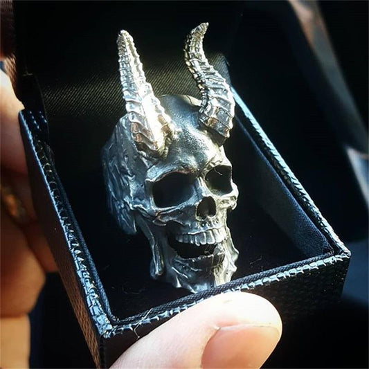 Goth Black Skull Ring - DARK MOON