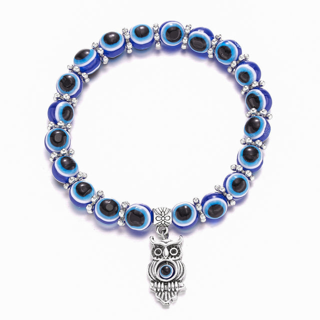 Evil Eye Beaded Bracelet with Charm - DARK MOON