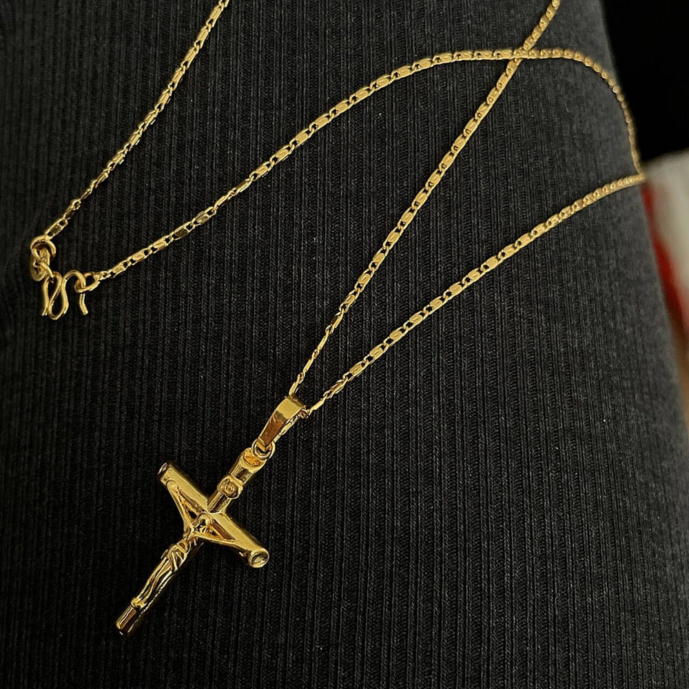 Gold Plated Crucifix Necklace - DARK MOON