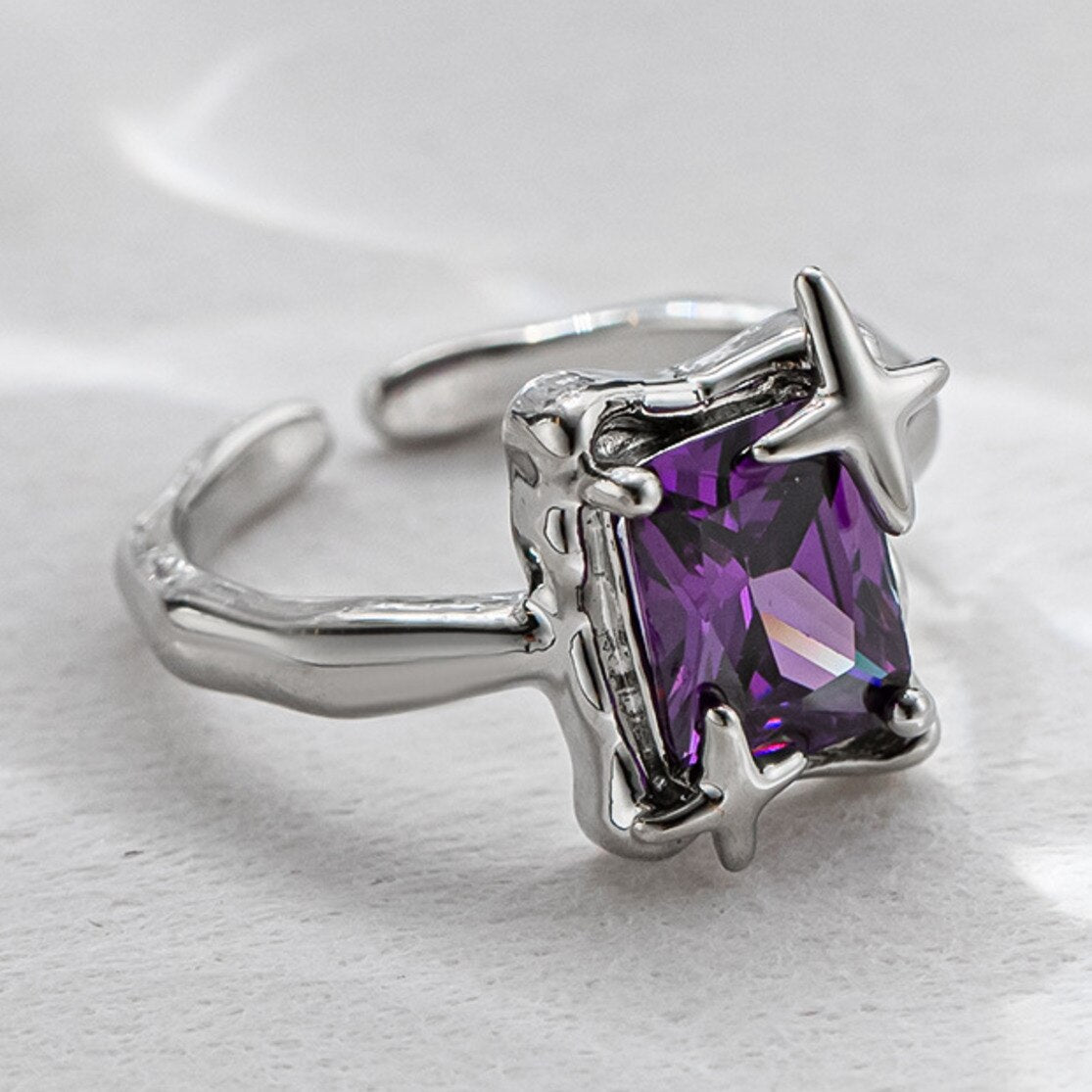 Purple Square Crystal Ring - DARK MOON