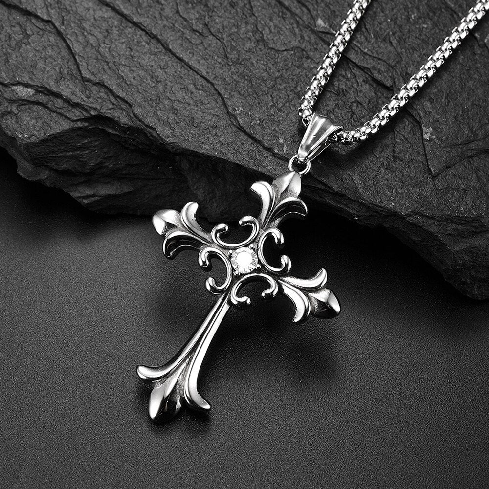 Victorian Cross Necklace - DARK MOON