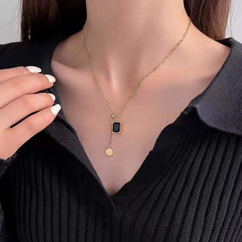 Black and Gold Square Necklace - DARK MOON