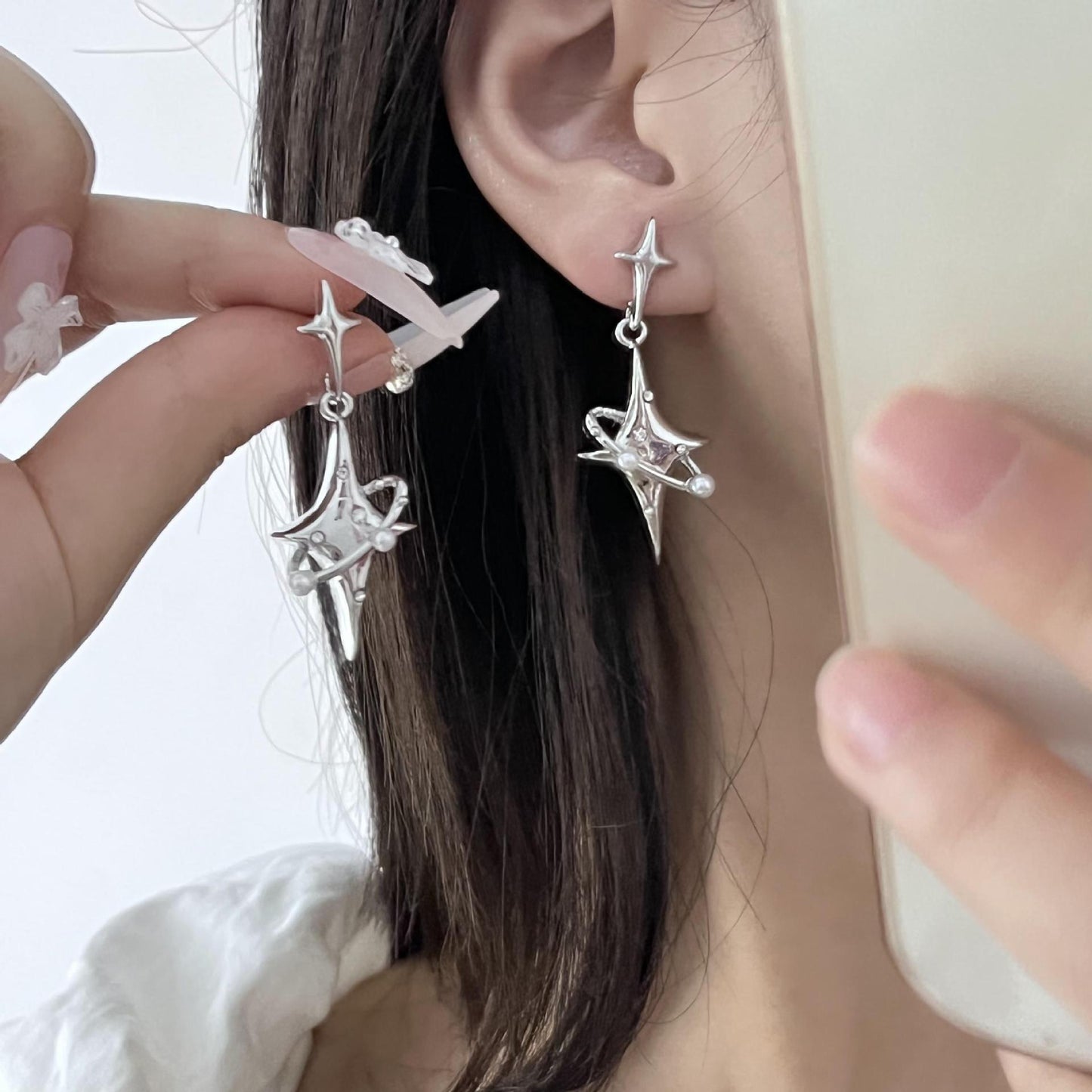 Sparkle Planet & Stars Earrings - DARK MOON