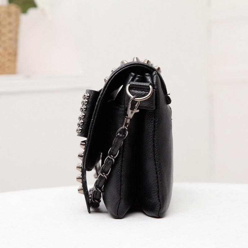 Skull & Stud Shoulder Bag - DARK MOON