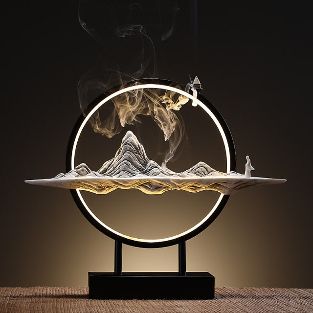 Mountain Range Backflow Incense Burner - DARK MOON