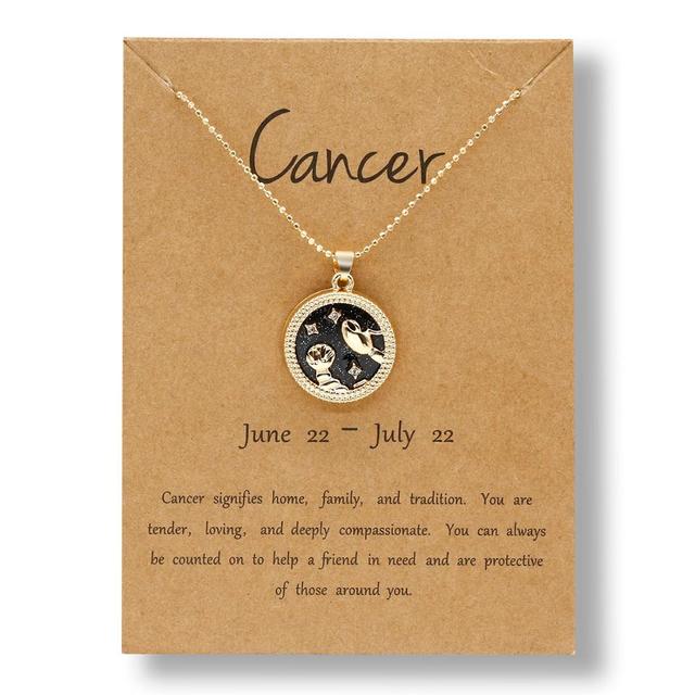 Zodiac Round Pendant Necklace - DARK MOON