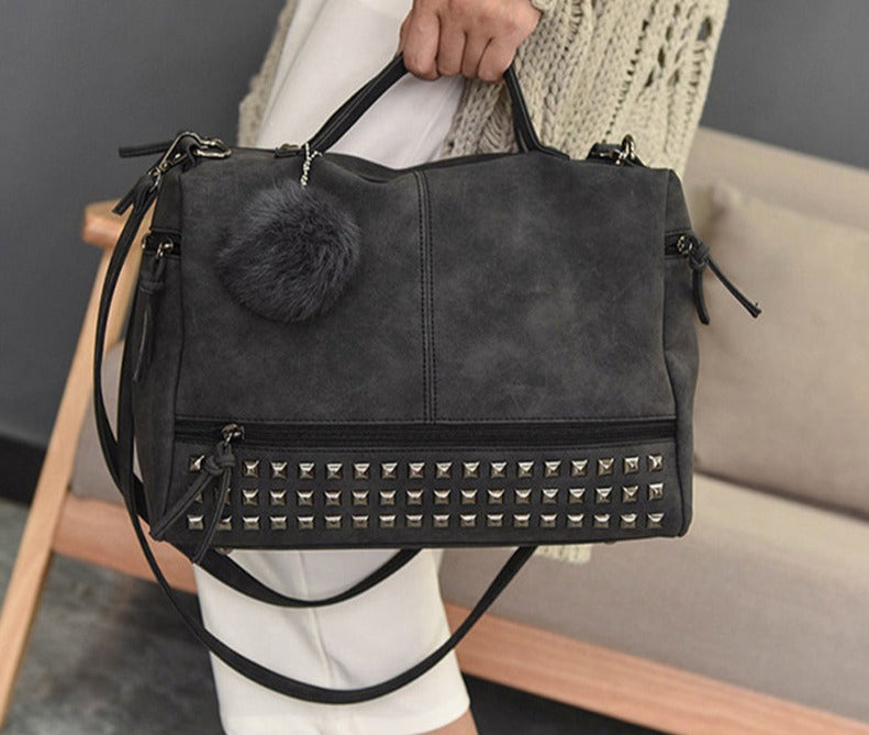 Studded Leather Purse - DARK MOON