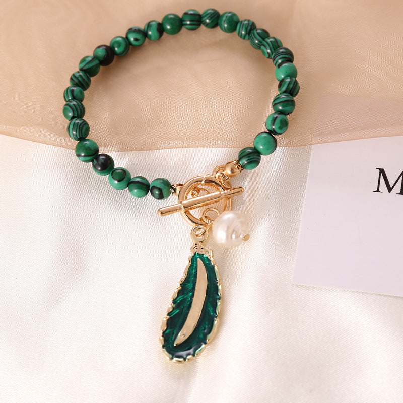 Malachite Pearl Necklace and Bracelet - DARK MOON