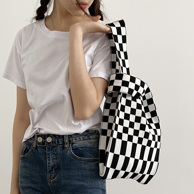 Checkered Handbag - DARK MOON