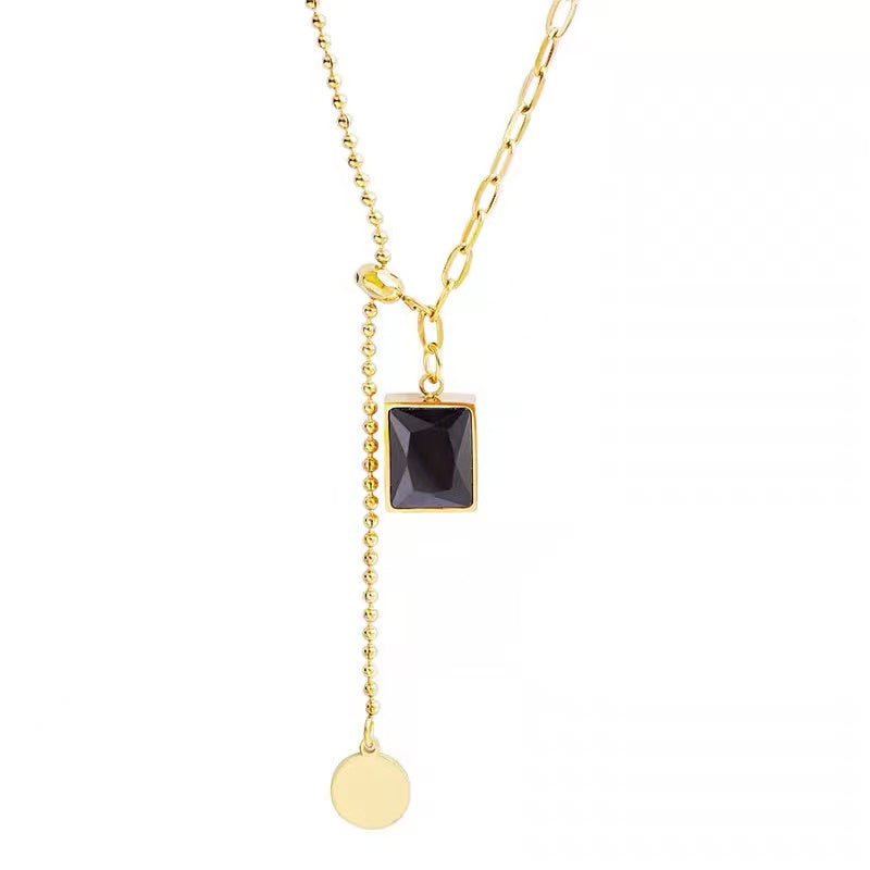 Black and Gold Square Necklace - DARK MOON