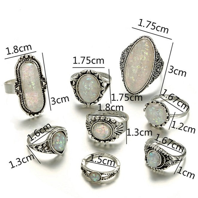 Opal Ring Set - DARK MOON