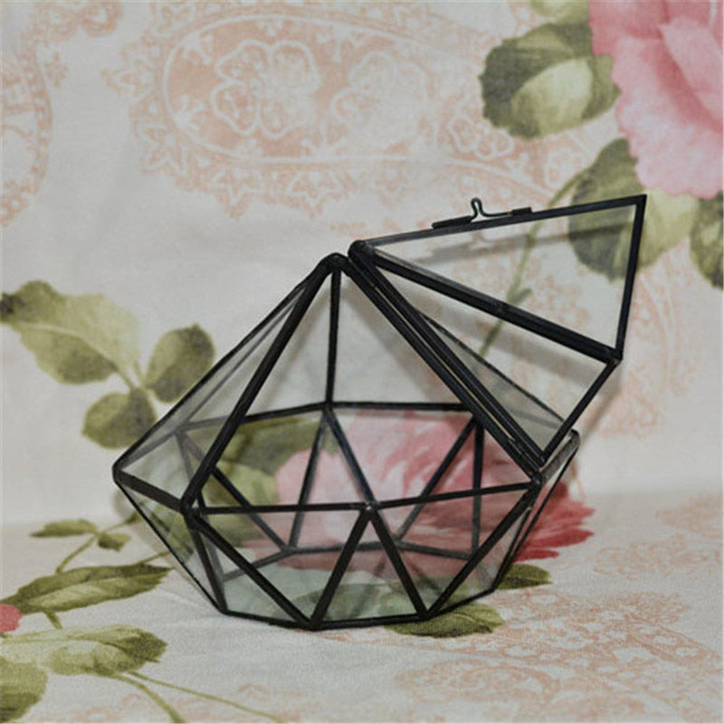 Diamond Shaped Glass Terrarium - DARK MOON