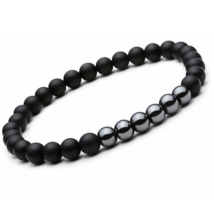 Hematite & Agate Protection Bracelet Set - DARK MOON