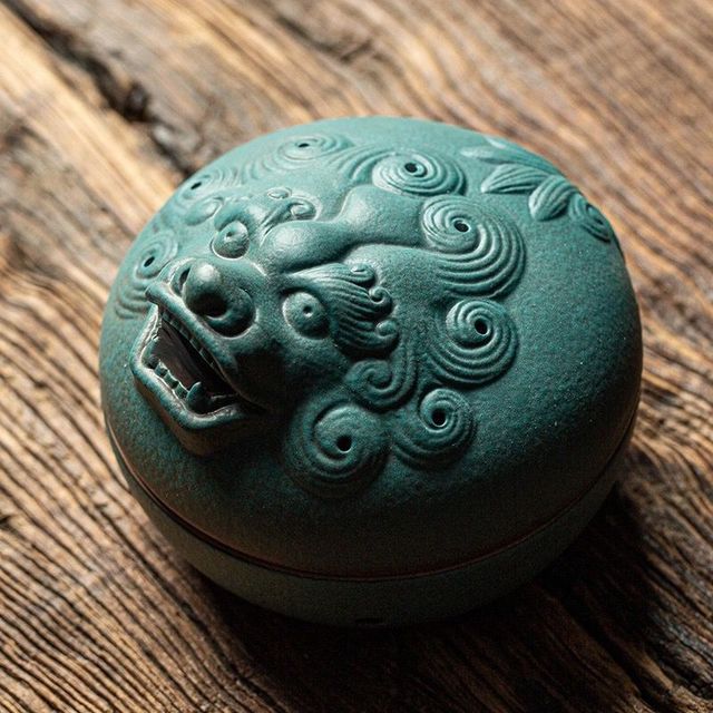 Foo Dog Round Incense Burner - DARK MOON