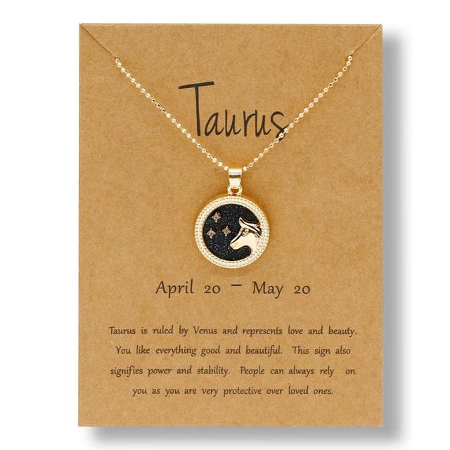 Zodiac Round Pendant Necklace - DARK MOON