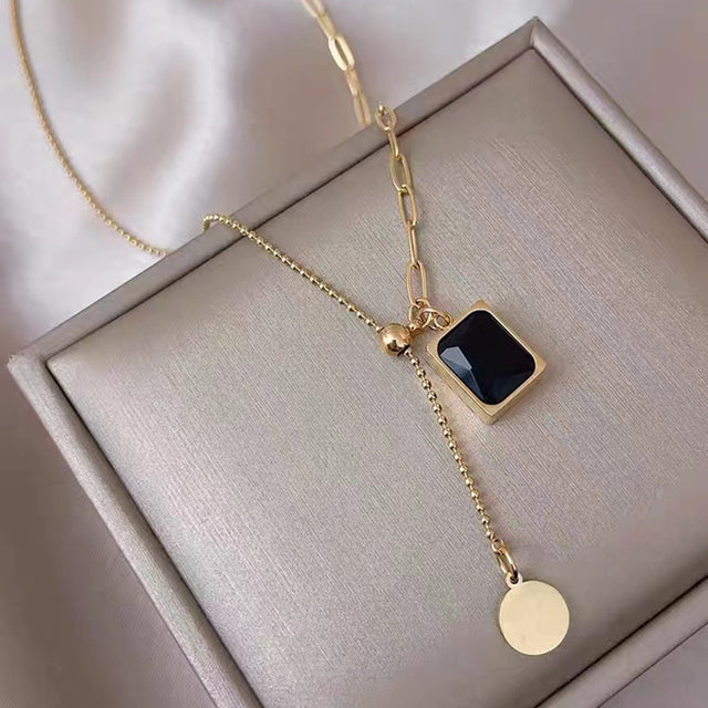 Black and Gold Square Necklace - DARK MOON